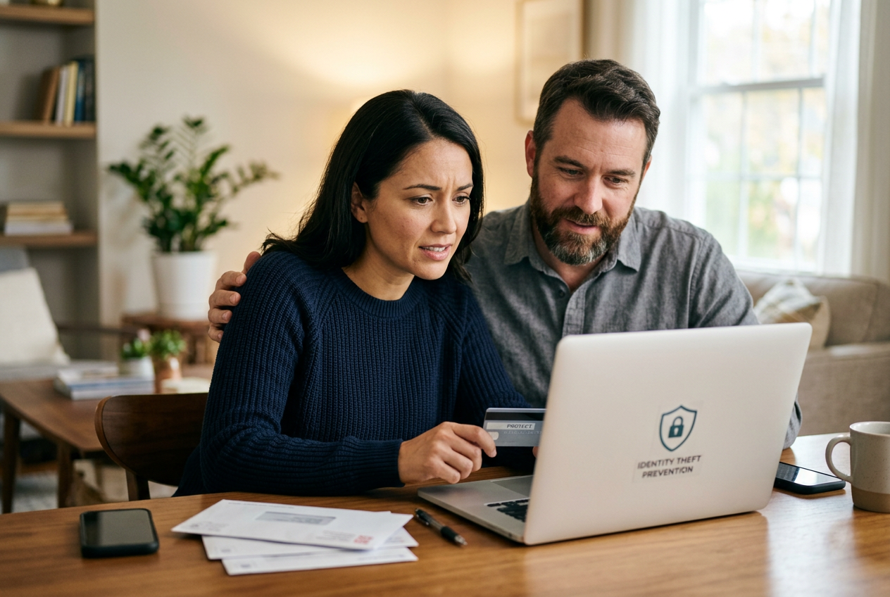 Identity theft resource thumbnail with couple at computer